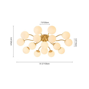 LightFixturesUSA - Bloom Brass Frosted Glass Bubble Semi Flush Chandelier - Chandelier - 6 - Lt - 