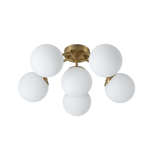 LightFixturesUSA - Bloom Brass Frosted Glass Bubble Semi Flush Chandelier - Chandelier - 6 - Lt - 