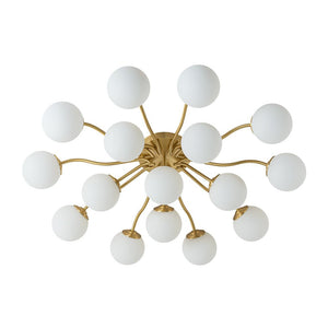 LightFixturesUSA - Bloom Brass Frosted Glass Bubble Semi Flush Chandelier - Chandelier - 6 - Lt - 