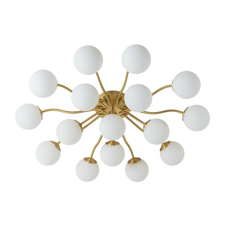 LightFixturesUSA - Bloom Brass Frosted Glass Bubble Semi Flush Chandelier - Chandelier - 6 - Lt - 