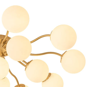 LightFixturesUSA - Bloom Brass Frosted Glass Bubble Semi Flush Chandelier - Chandelier - 6 - Lt - 