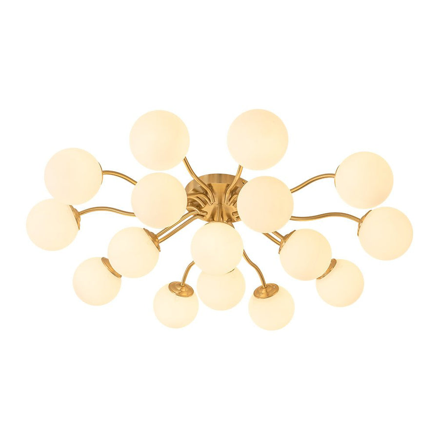 LightFixturesUSA - Bloom Brass Frosted Glass Bubble Semi Flush Chandelier - Chandelier - 6 - Lt - 