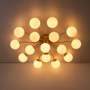 LightFixturesUSA - Bloom Brass Frosted Glass Bubble Semi Flush Chandelier - Chandelier - 6 - Lt - 