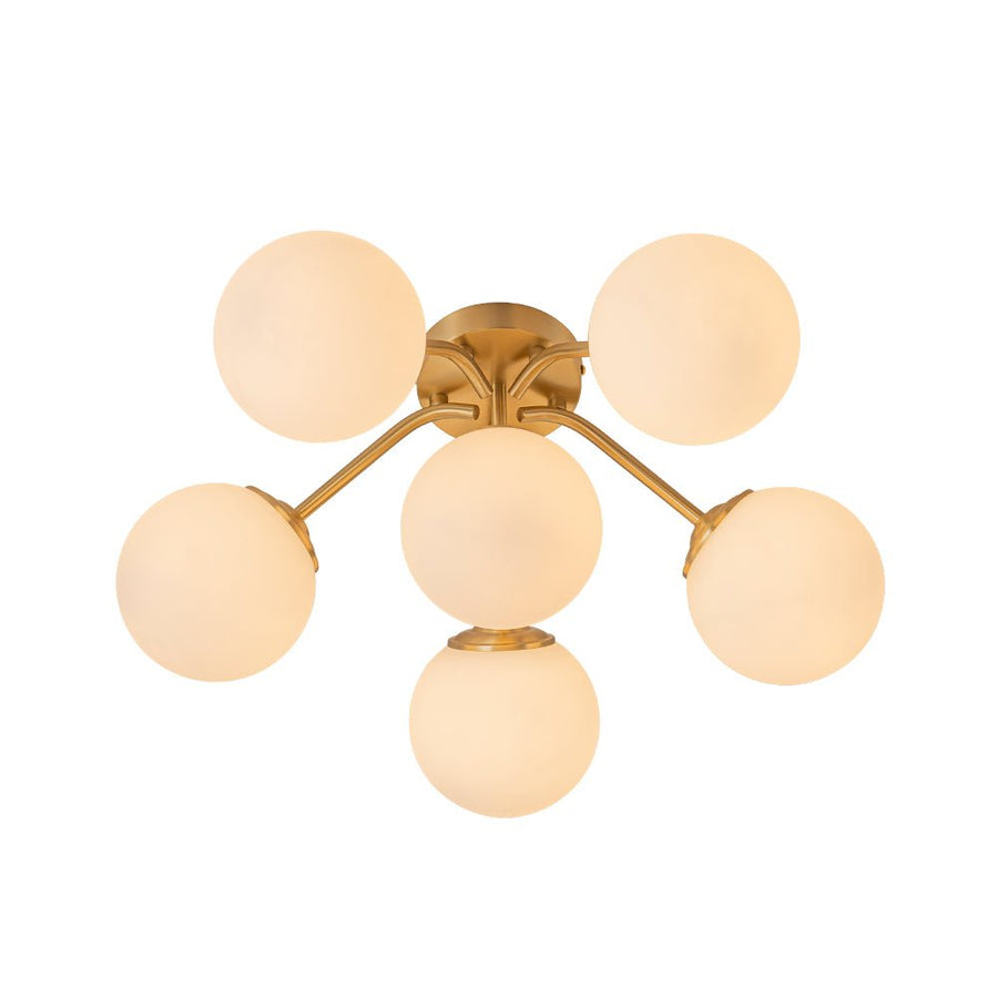 LightFixturesUSA - Bloom Brass Frosted Glass Bubble Semi Flush Chandelier - Chandelier - 6 - Lt - 