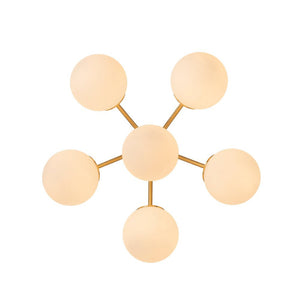 LightFixturesUSA - Bloom Brass Frosted Glass Bubble Semi Flush Chandelier - Chandelier - 6 - Lt - 