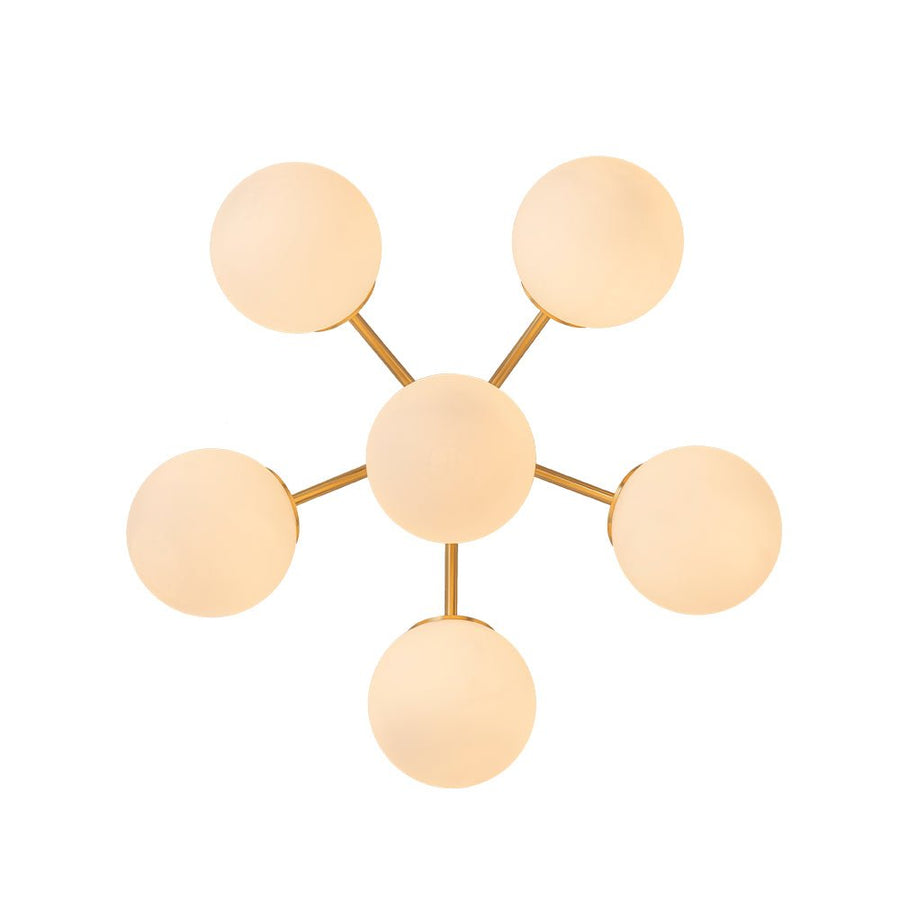 LightFixturesUSA - Bloom Brass Frosted Glass Bubble Semi Flush Chandelier - Chandelier - 6 - Lt - 