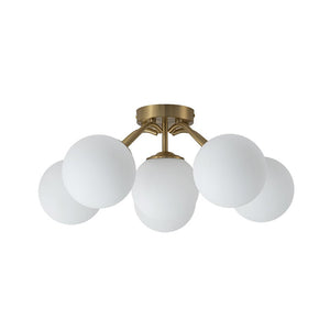 LightFixturesUSA - Bloom Brass Frosted Glass Bubble Semi Flush Chandelier - Chandelier - 6 - Lt - 