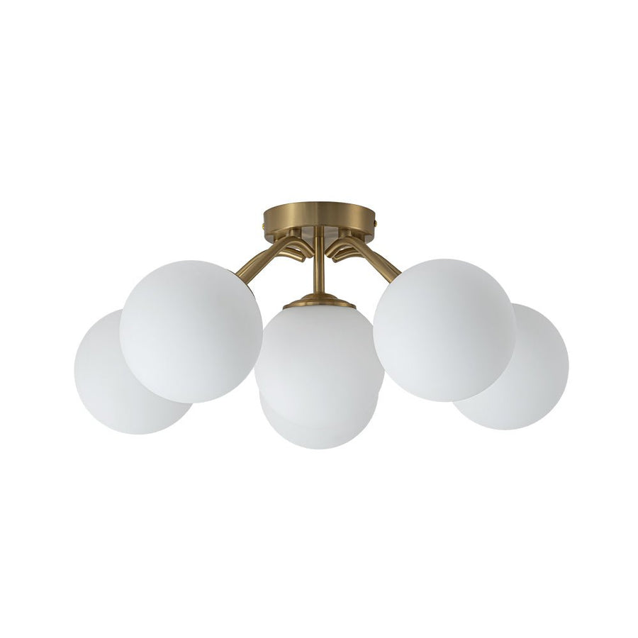 LightFixturesUSA - Bloom Brass Frosted Glass Bubble Semi Flush Chandelier - Chandelier - 6 - Lt - 