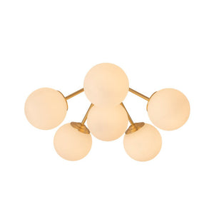 LightFixturesUSA - Bloom Brass Frosted Glass Bubble Semi Flush Chandelier - Chandelier - 6 - Lt - 