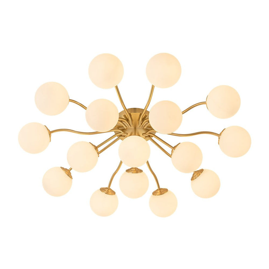 LightFixturesUSA - Bloom Brass Frosted Glass Bubble Semi Flush Chandelier - Chandelier - 6 - Lt - 