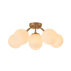 LightFixturesUSA - Bloom Brass Frosted Glass Bubble Semi Flush Chandelier - Chandelier - 6 - Lt - 