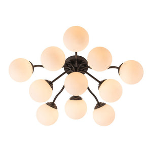 LightFixturesUSA - Bloom Brass Frosted Glass Bubble Semi Flush Chandelier - Chandelier - Black/11 - Lt (Pre - Order) - 