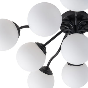 LightFixturesUSA - Bloom Brass Frosted Glass Bubble Semi Flush Chandelier - Chandelier - Black/11 - Lt (Pre - Order) - 