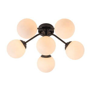 LightFixturesUSA - Bloom Brass Frosted Glass Bubble Semi Flush Chandelier - Chandelier - Black/6 - Lt (Pre - Order) - 