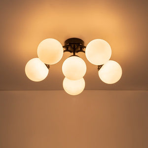 LightFixturesUSA - Bloom Brass Frosted Glass Bubble Semi Flush Chandelier - Chandelier - Black/6 - Lt (Pre - Order) - 
