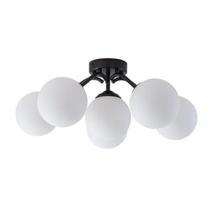 LightFixturesUSA - Bloom Brass Frosted Glass Bubble Semi Flush Chandelier - Chandelier - Black/6 - Lt (Pre - Order) - 