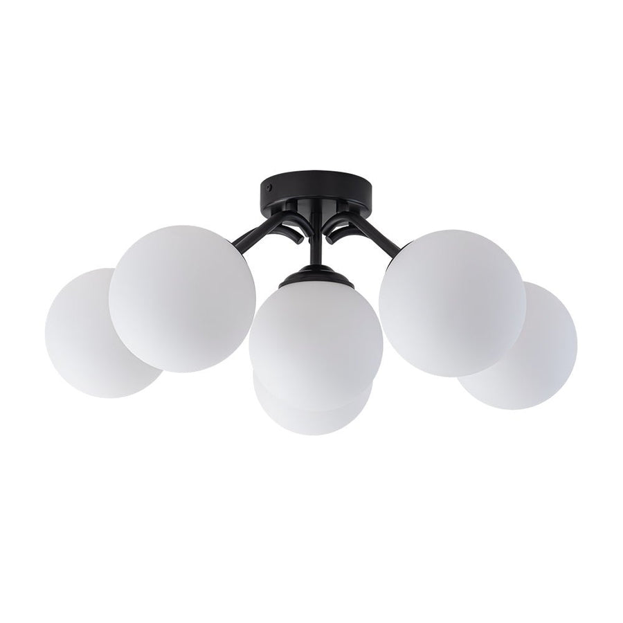 LightFixturesUSA - Bloom Brass Frosted Glass Bubble Semi Flush Chandelier - Chandelier - Black/6 - Lt (Pre - Order) - 