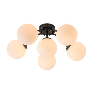 LightFixturesUSA - Bloom Brass Frosted Glass Bubble Semi Flush Chandelier - Chandelier - Black/6 - Lt (Pre - Order) - 