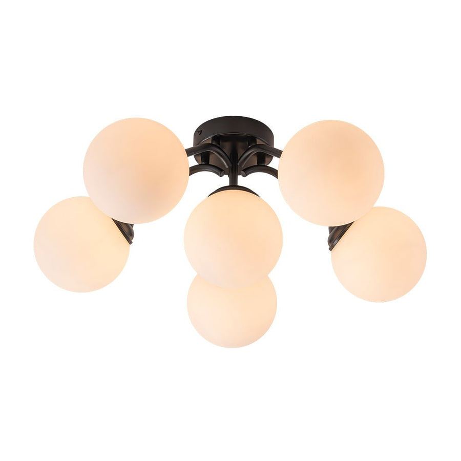 LightFixturesUSA - Bloom Brass Frosted Glass Bubble Semi Flush Chandelier - Chandelier - Black/6 - Lt (Pre - Order) - 