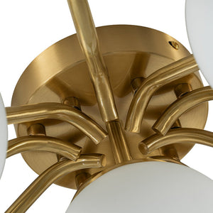 LightFixturesUSA - Bloom Brass Frosted Glass Bubble Semi Flush Chandelier - Chandelier - Brass - 