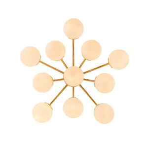 LightFixturesUSA - Bloom Brass Frosted Glass Bubble Semi Flush Chandelier - Chandelier - Brass - 