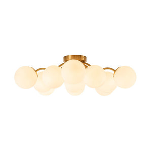 LightFixturesUSA - Bloom Brass Frosted Glass Bubble Semi Flush Chandelier - Chandelier - Brass - 