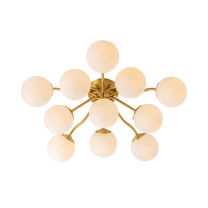 LightFixturesUSA - Bloom Brass Frosted Glass Bubble Semi Flush Chandelier - Chandelier - Brass - 