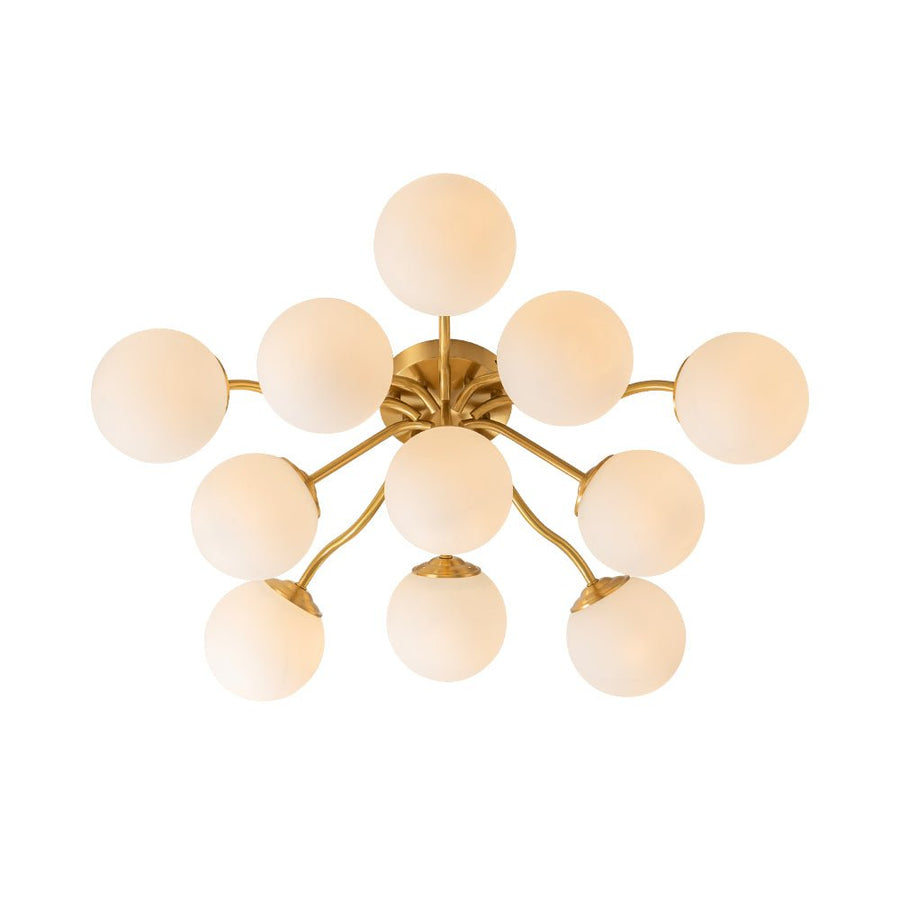 LightFixturesUSA - Bloom Brass Frosted Glass Bubble Semi Flush Chandelier - Chandelier - Brass - 