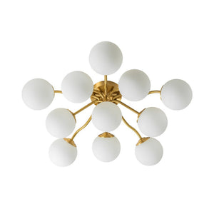 LightFixturesUSA - Bloom Brass Frosted Glass Bubble Semi Flush Chandelier - Chandelier - Brass - 