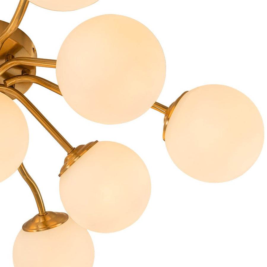 LightFixturesUSA - Bloom Brass Frosted Glass Bubble Semi Flush Chandelier - Chandelier - Brass - 