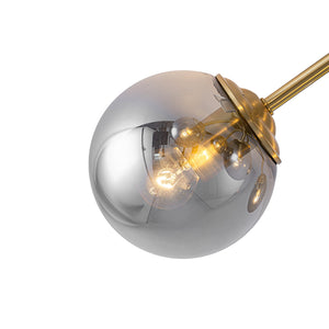 LightFixturesUSA-Bloom Brass Smoked Glass Bubble Semi Flush Chandelier-Ceiling Light-Brass-