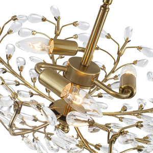 LightFixturesUSA-Bloom Crystal Bud Branch Cage Semi Flush Mount Light-Ceiling Light-Brass-