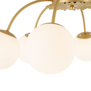 LightFixturesUSA - Bloom Dimmable Opal Glass Globe Bubble Semi Flush Chandelier - Chandelier - 6 - Lt/Brass - 