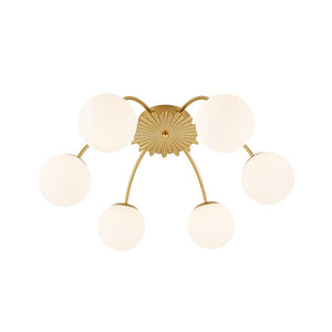 LightFixturesUSA - Bloom Dimmable Opal Glass Globe Bubble Semi Flush Chandelier - Chandelier - 6 - Lt/Brass - 