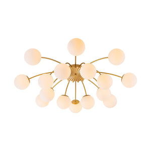 LightFixturesUSA - Bloom Dimmable Opal Glass Globe Bubble Semi Flush Chandelier - Chandelier - Brass (Exclusive Offer) - 