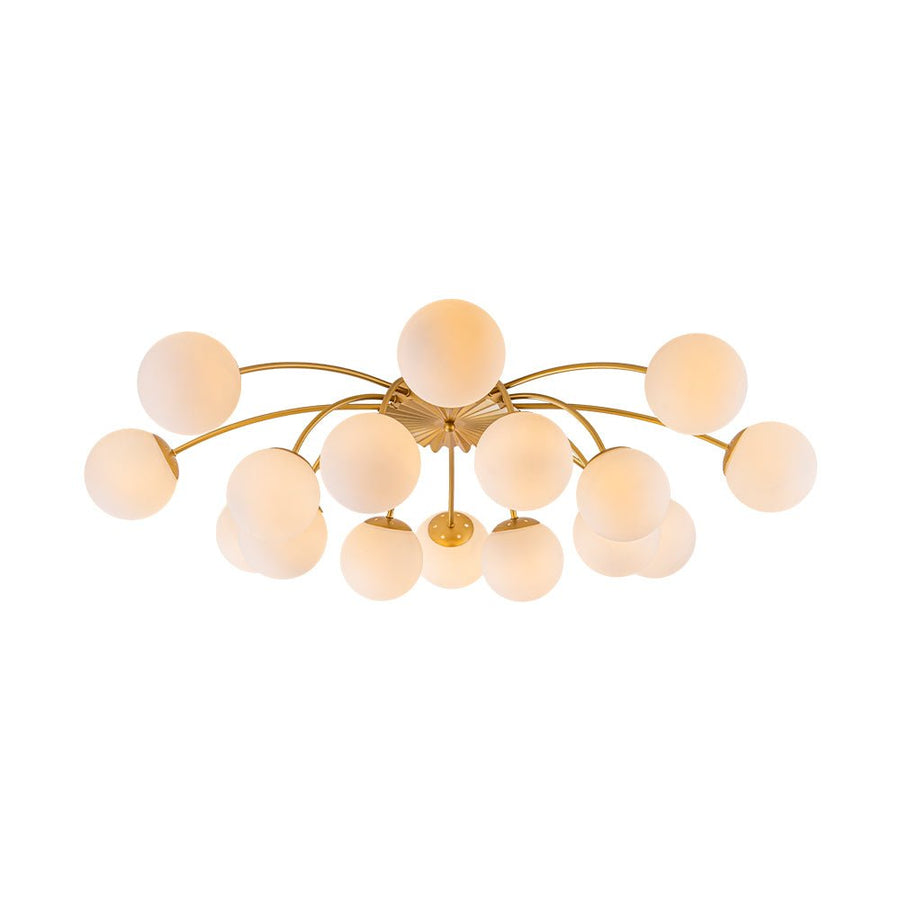 LightFixturesUSA - Bloom Dimmable Opal Glass Globe Bubble Semi Flush Chandelier - Chandelier - Brass (Exclusive Offer) - 