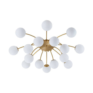LightFixturesUSA - Bloom Dimmable Opal Glass Globe Bubble Semi Flush Chandelier - Chandelier - Brass (Exclusive Offer) - 