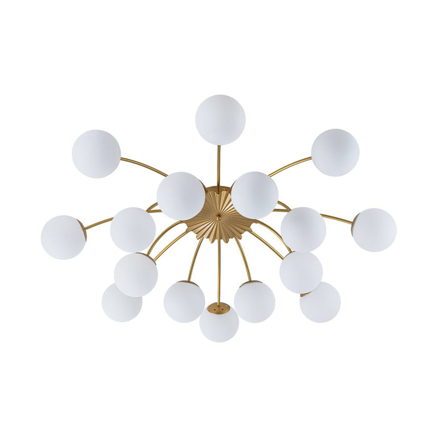 LightFixturesUSA - Bloom Dimmable Opal Glass Globe Bubble Semi Flush Chandelier - Chandelier - Brass (Exclusive Offer) - 