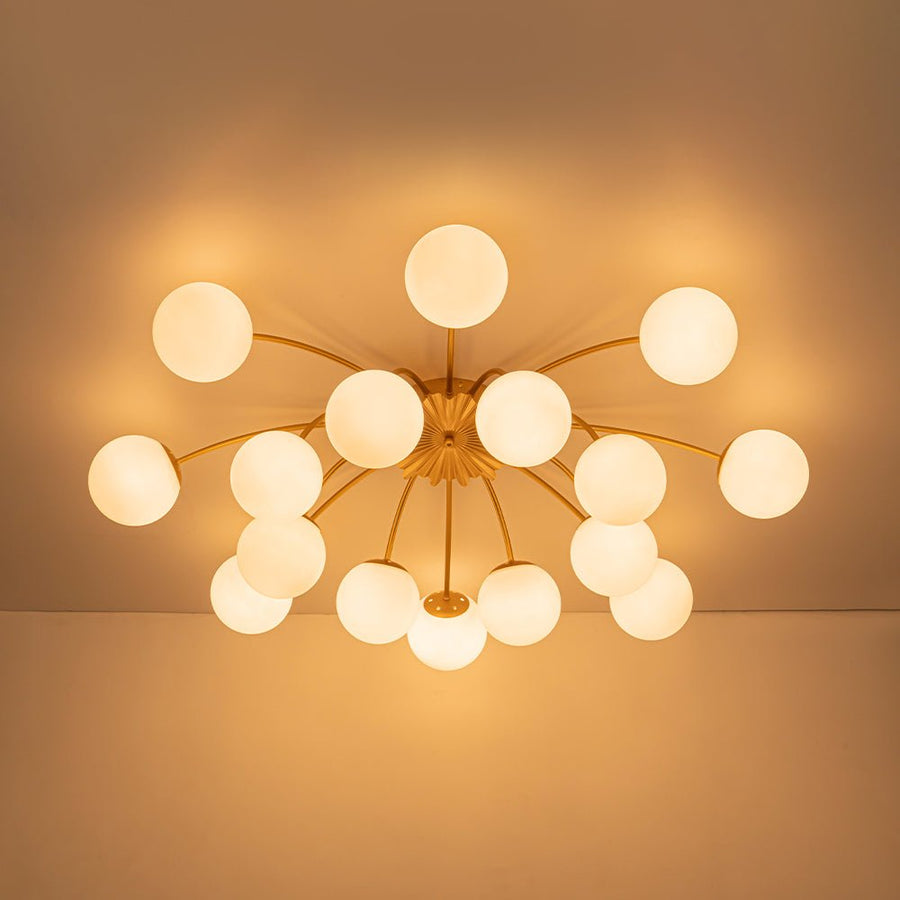 LightFixturesUSA - Bloom Dimmable Opal Glass Globe Bubble Semi Flush Chandelier - Chandelier - Brass (Exclusive Offer) - 