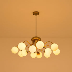 LightFixturesUSA-Bloom Firework Brass Tiered Opal Glass Bubble Chandelier-Chandelier-Brass-