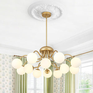 LightFixturesUSA-Bloom Firework Brass Tiered Opal Glass Bubble Chandelier-Chandelier-Brass-