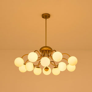 LightFixturesUSA-Bloom Firework Brass Tiered Opal Glass Bubble Chandelier-Chandelier-Brass-