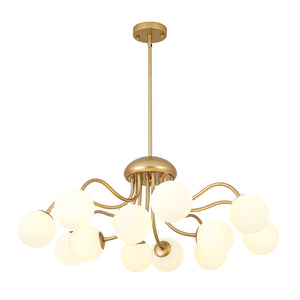LightFixturesUSA-Bloom Firework Brass Tiered Opal Glass Bubble Chandelier-Chandelier-Brass-