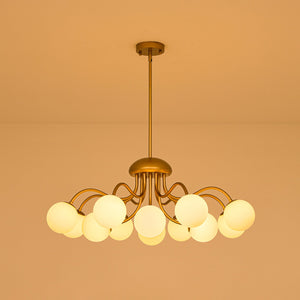 LightFixturesUSA-Bloom Firework Brass Tiered Opal Glass Bubble Chandelier-Chandelier-Brass-