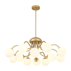 LightFixturesUSA-Bloom Firework Brass Tiered Opal Glass Bubble Chandelier-Chandelier-Brass-