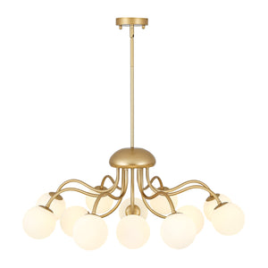 LightFixturesUSA-Bloom Firework Brass Tiered Opal Glass Bubble Chandelier-Chandelier-Brass-