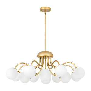 LightFixturesUSA-Bloom Firework Brass Tiered Opal Glass Bubble Chandelier-Chandelier-Brass-