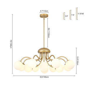 LightFixturesUSA-Bloom Firework Brass Tiered Opal Glass Bubble Chandelier-Chandelier-Brass-