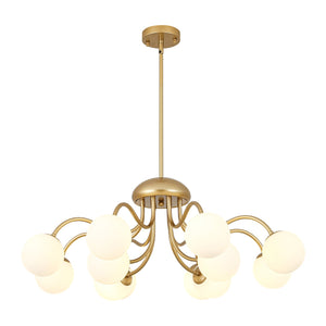 LightFixturesUSA-Bloom Firework Brass Tiered Opal Glass Bubble Chandelier-Chandelier-Brass-