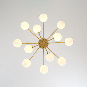LightFixturesUSA-Bloom Firework Brass Tiered Opal Glass Bubble Chandelier-Chandelier-Brass-